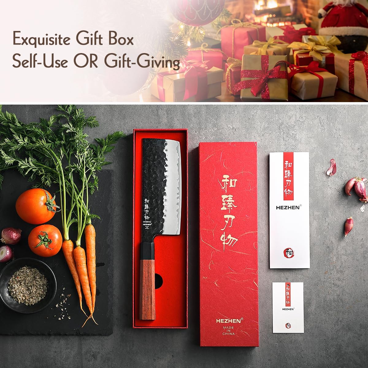 5.3" Utility Knife, Clad Steel Composite Forging Steel Universal Knife, Petty Knife Paring Fruit Peeling,Japanese Style Kitchen Knife,Natural Wood Octagonal Handle