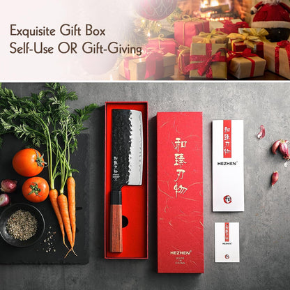 5.3" Utility Knife, Clad Steel Composite Forging Steel Universal Knife, Petty Knife Paring Fruit Peeling,Japanese Style Kitchen Knife,Natural Wood Octagonal Handle