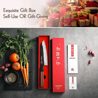5.3" Utility Knife, Clad Steel Composite Forging Steel Universal Knife, Petty Knife Paring Fruit Peeling,Japanese Style Kitchen Knife,Natural Wood Octagonal Handle
