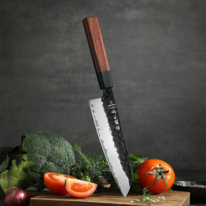 5.3" Utility Knife, Clad Steel Composite Forging Steel Universal Knife, Petty Knife Paring Fruit Peeling,Japanese Style Kitchen Knife,Natural Wood Octagonal Handle