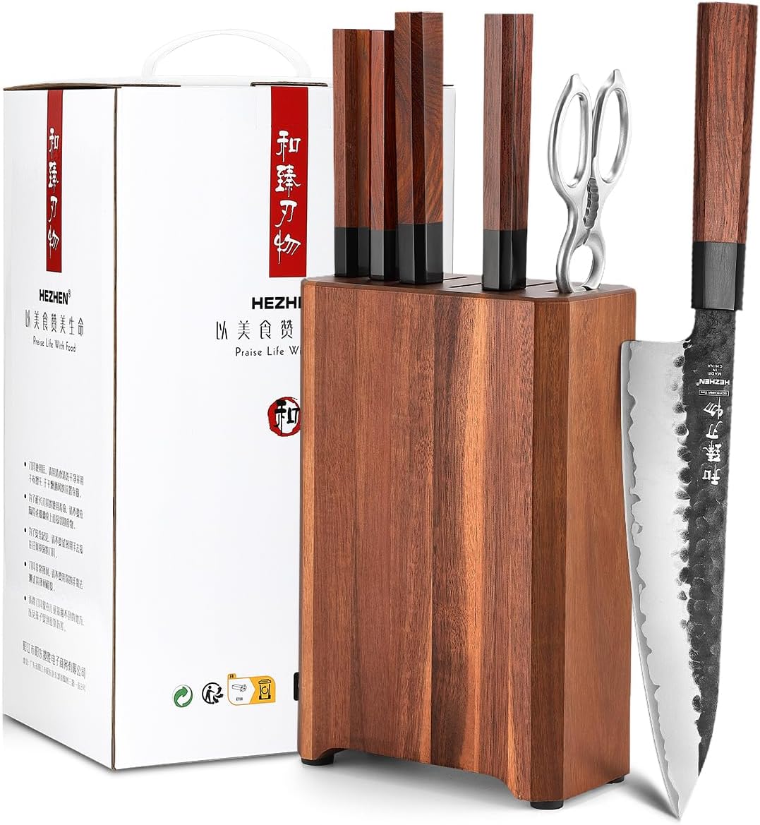 5.3" Utility Knife, Clad Steel Composite Forging Steel Universal Knife, Petty Knife Paring Fruit Peeling,Japanese Style Kitchen Knife,Natural Wood Octagonal Handle