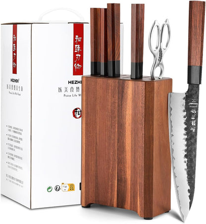 5.3" Utility Knife, Clad Steel Composite Forging Steel Universal Knife, Petty Knife Paring Fruit Peeling,Japanese Style Kitchen Knife,Natural Wood Octagonal Handle