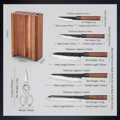 5.3" Utility Knife, Clad Steel Composite Forging Steel Universal Knife, Petty Knife Paring Fruit Peeling,Japanese Style Kitchen Knife,Natural Wood Octagonal Handle