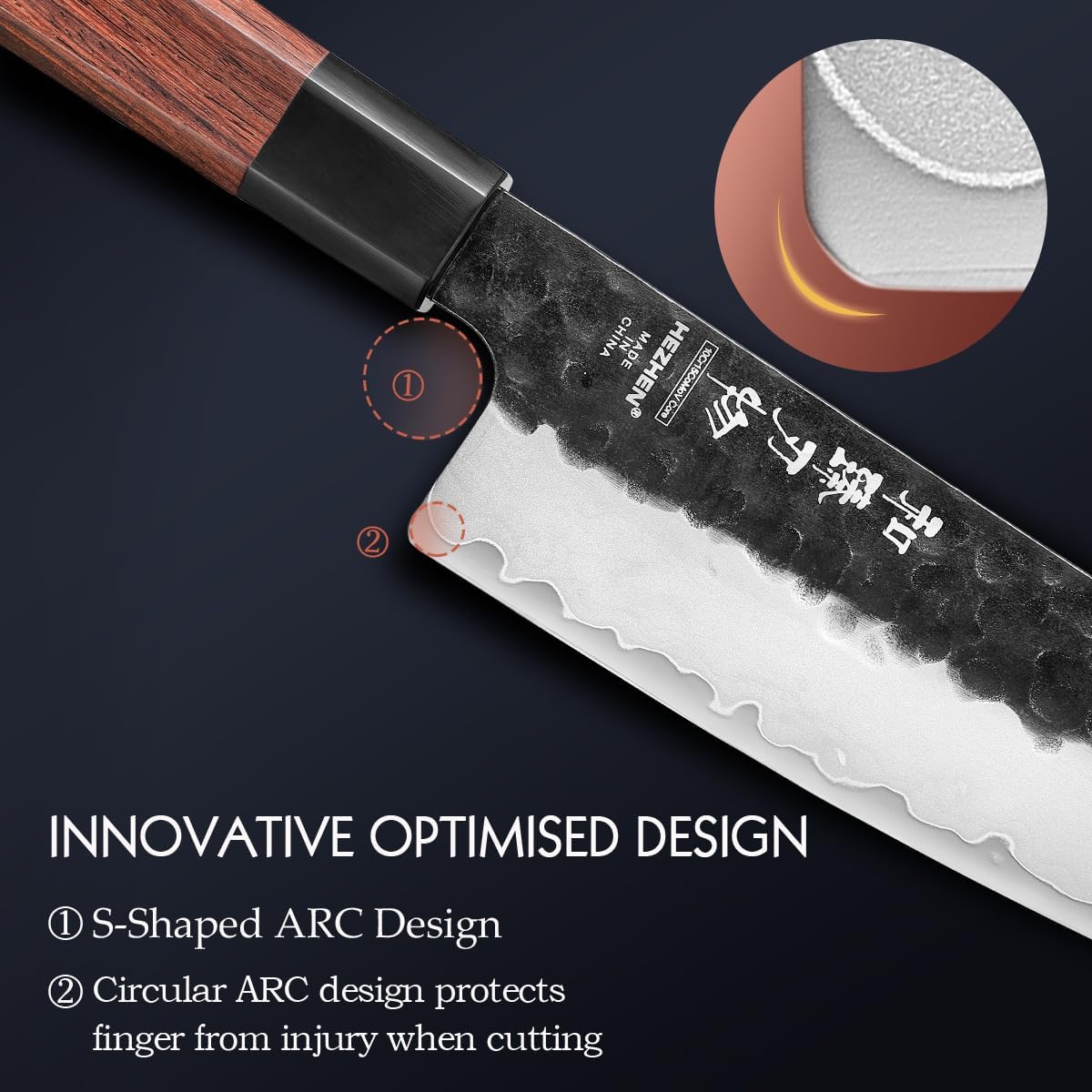 5.3" Utility Knife, Clad Steel Composite Forging Steel Universal Knife, Petty Knife Paring Fruit Peeling,Japanese Style Kitchen Knife,Natural Wood Octagonal Handle