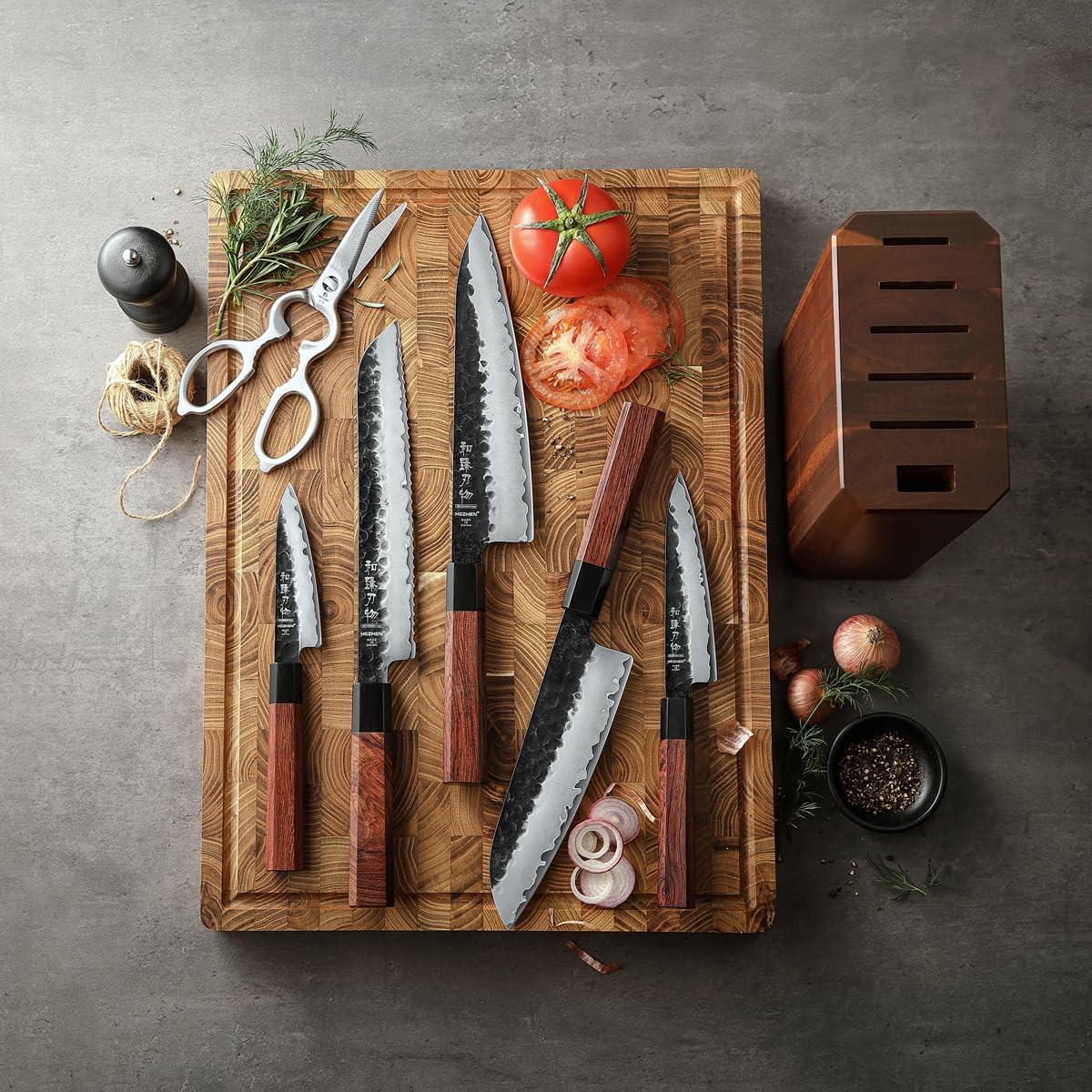 5.3" Utility Knife, Clad Steel Composite Forging Steel Universal Knife, Petty Knife Paring Fruit Peeling,Japanese Style Kitchen Knife,Natural Wood Octagonal Handle