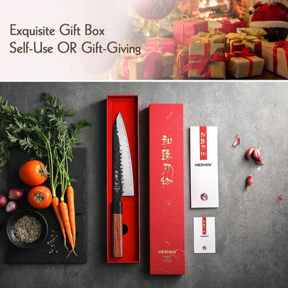 5.3" Utility Knife, Clad Steel Composite Forging Steel Universal Knife, Petty Knife Paring Fruit Peeling,Japanese Style Kitchen Knife,Natural Wood Octagonal Handle
