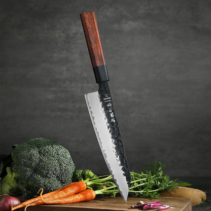 5.3" Utility Knife, Clad Steel Composite Forging Steel Universal Knife, Petty Knife Paring Fruit Peeling,Japanese Style Kitchen Knife,Natural Wood Octagonal Handle