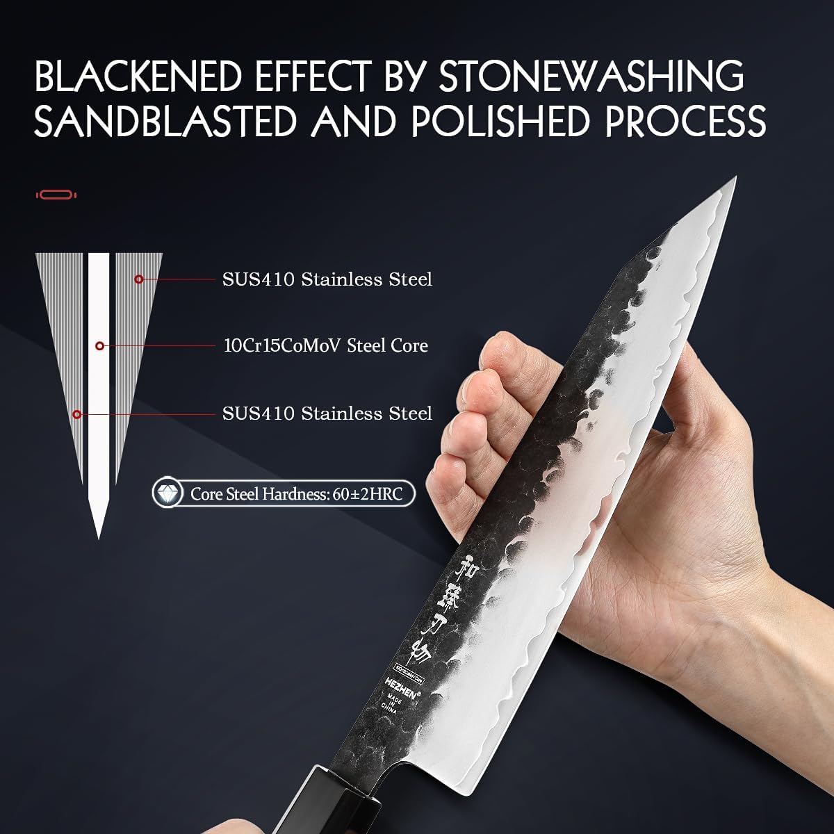 5.3" Utility Knife, Clad Steel Composite Forging Steel Universal Knife, Petty Knife Paring Fruit Peeling,Japanese Style Kitchen Knife,Natural Wood Octagonal Handle