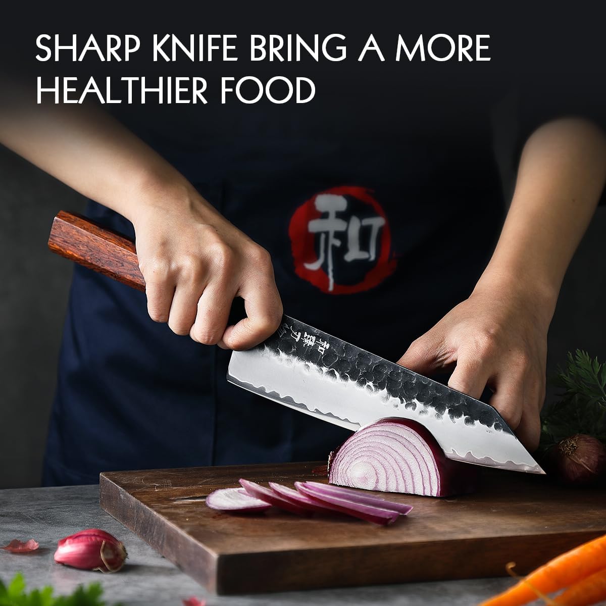 5.3" Utility Knife, Clad Steel Composite Forging Steel Universal Knife, Petty Knife Paring Fruit Peeling,Japanese Style Kitchen Knife,Natural Wood Octagonal Handle