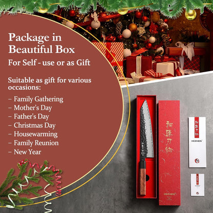 5.3" Utility Knife, Clad Steel Composite Forging Steel Universal Knife, Petty Knife Paring Fruit Peeling,Japanese Style Kitchen Knife,Natural Wood Octagonal Handle
