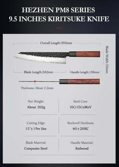 5.3" Utility Knife, Clad Steel Composite Forging Steel Universal Knife, Petty Knife Paring Fruit Peeling,Japanese Style Kitchen Knife,Natural Wood Octagonal Handle