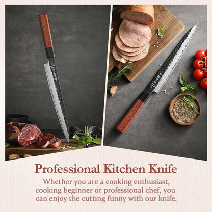 5.3" Utility Knife, Clad Steel Composite Forging Steel Universal Knife, Petty Knife Paring Fruit Peeling,Japanese Style Kitchen Knife,Natural Wood Octagonal Handle