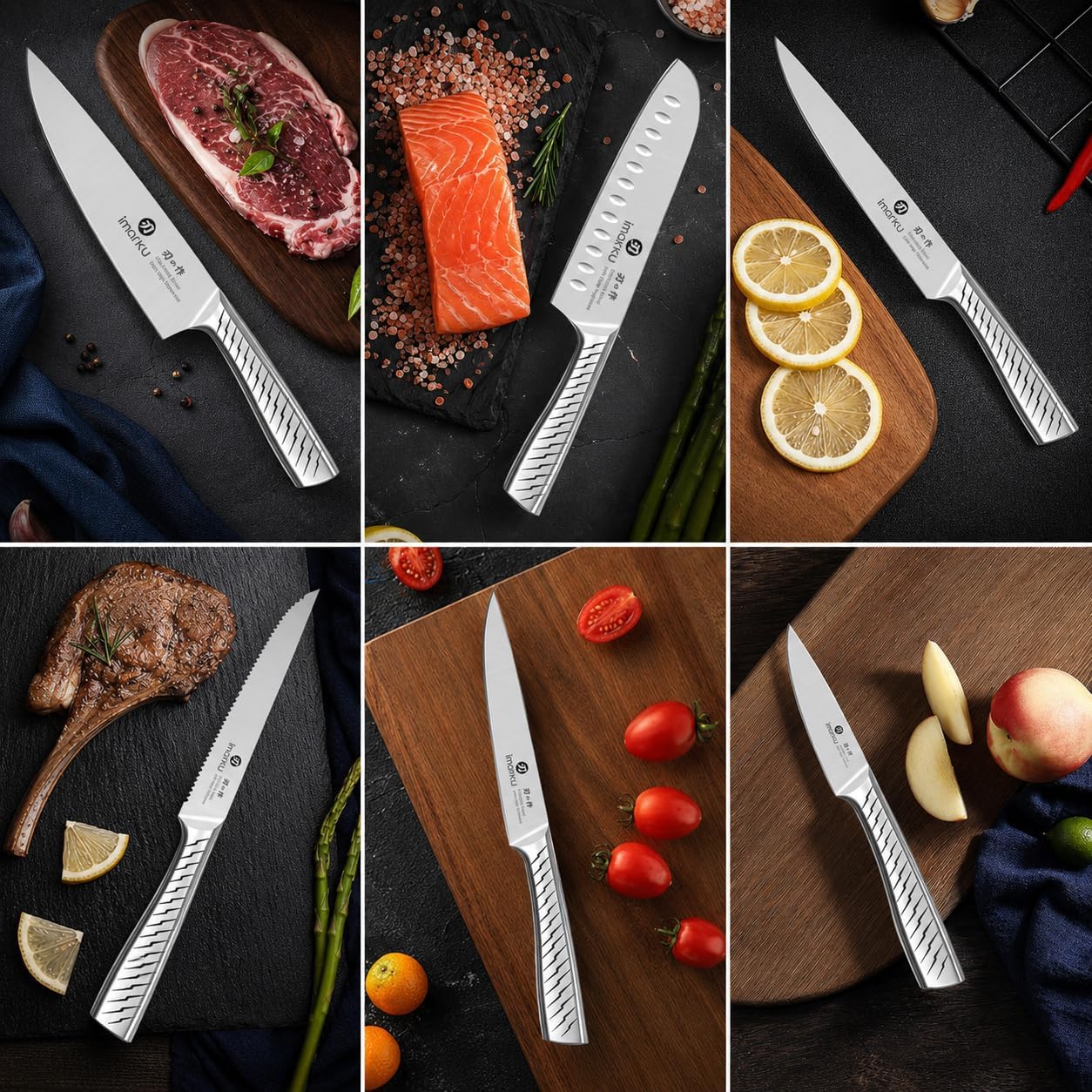 14 Pcs Knife Set with Block, Japanese High-Carbon Stainless Steel Kitchen Knife Set with Built-in Sharpener, Sharp Kitchen Knives, Dishwasher Safe, Non-Slip Handles, Gift for Men and Women