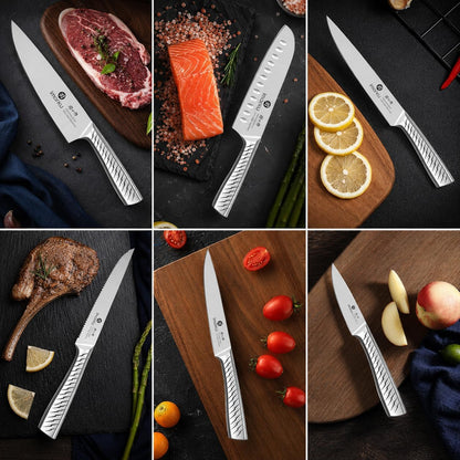 14 Pcs Knife Set with Block, Japanese High-Carbon Stainless Steel Kitchen Knife Set with Built-in Sharpener, Sharp Kitchen Knives, Dishwasher Safe, Non-Slip Handles, Gift for Men and Women