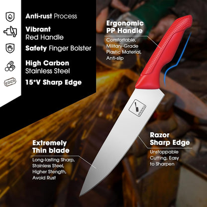 14 Pcs Knife Set with Block, Japanese High-Carbon Stainless Steel Kitchen Knife Set with Built-in Sharpener, Sharp Kitchen Knives, Dishwasher Safe, Non-Slip Handles, Gift for Men and Women