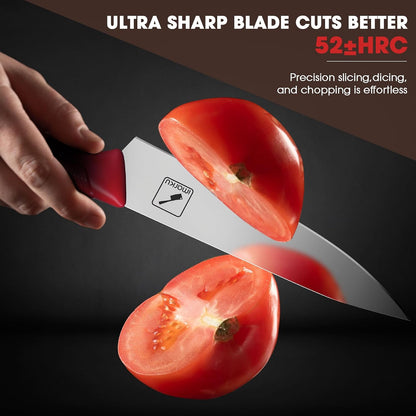 14 Pcs Knife Set with Block, Japanese High-Carbon Stainless Steel Kitchen Knife Set with Built-in Sharpener, Sharp Kitchen Knives, Dishwasher Safe, Non-Slip Handles, Gift for Men and Women