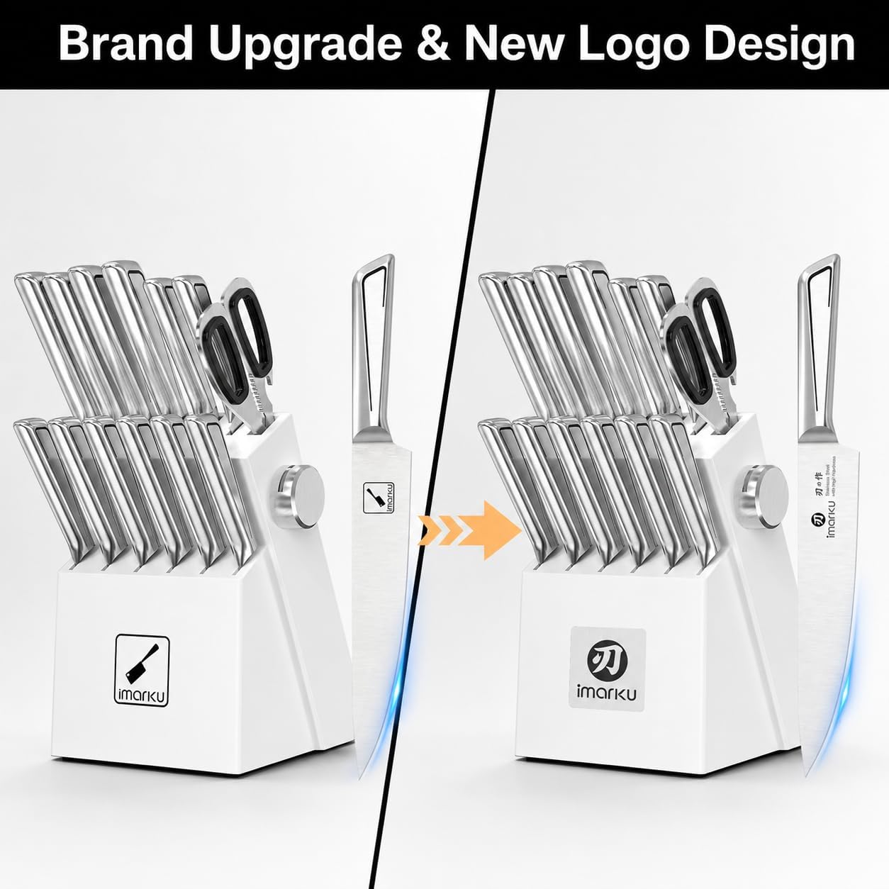 14 Pcs Knife Set with Block, Japanese High-Carbon Stainless Steel Kitchen Knife Set with Built-in Sharpener, Sharp Kitchen Knives, Dishwasher Safe, Non-Slip Handles, Gift for Men and Women