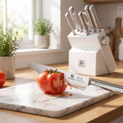 14 Pcs Knife Set with Block, Japanese High-Carbon Stainless Steel Kitchen Knife Set with Built-in Sharpener, Sharp Kitchen Knives, Dishwasher Safe, Non-Slip Handles, Gift for Men and Women