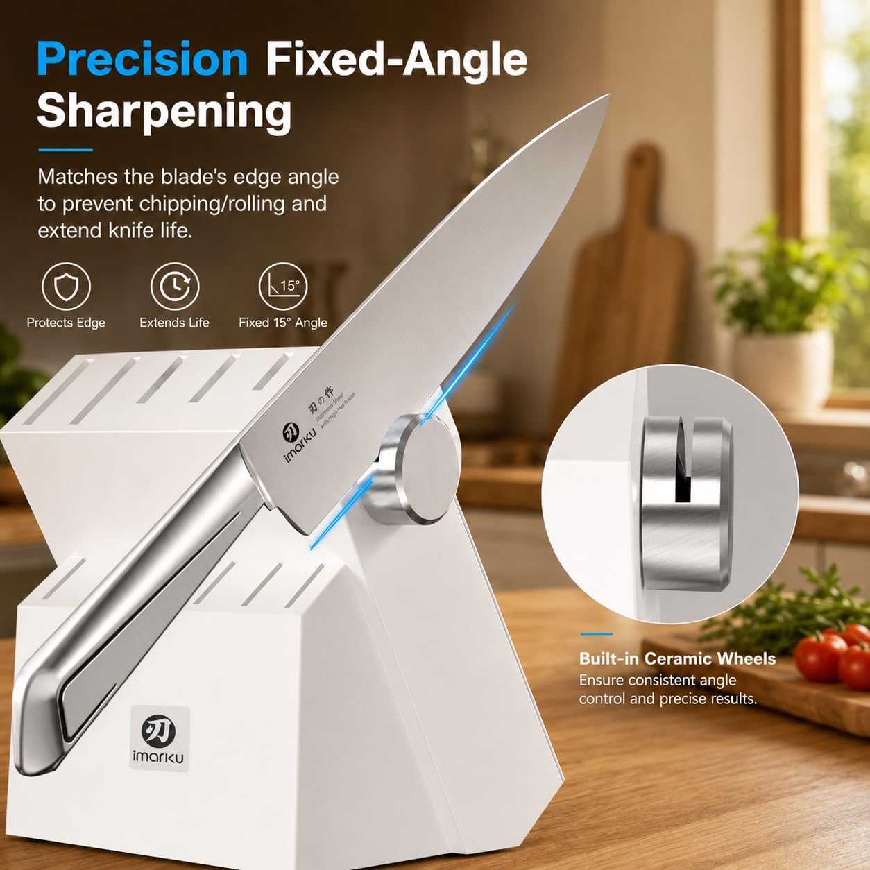 14 Pcs Knife Set with Block, Japanese High-Carbon Stainless Steel Kitchen Knife Set with Built-in Sharpener, Sharp Kitchen Knives, Dishwasher Safe, Non-Slip Handles, Gift for Men and Women