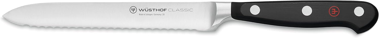 WÜSTHOF Classic 5" Serrated Utility Knife, Black