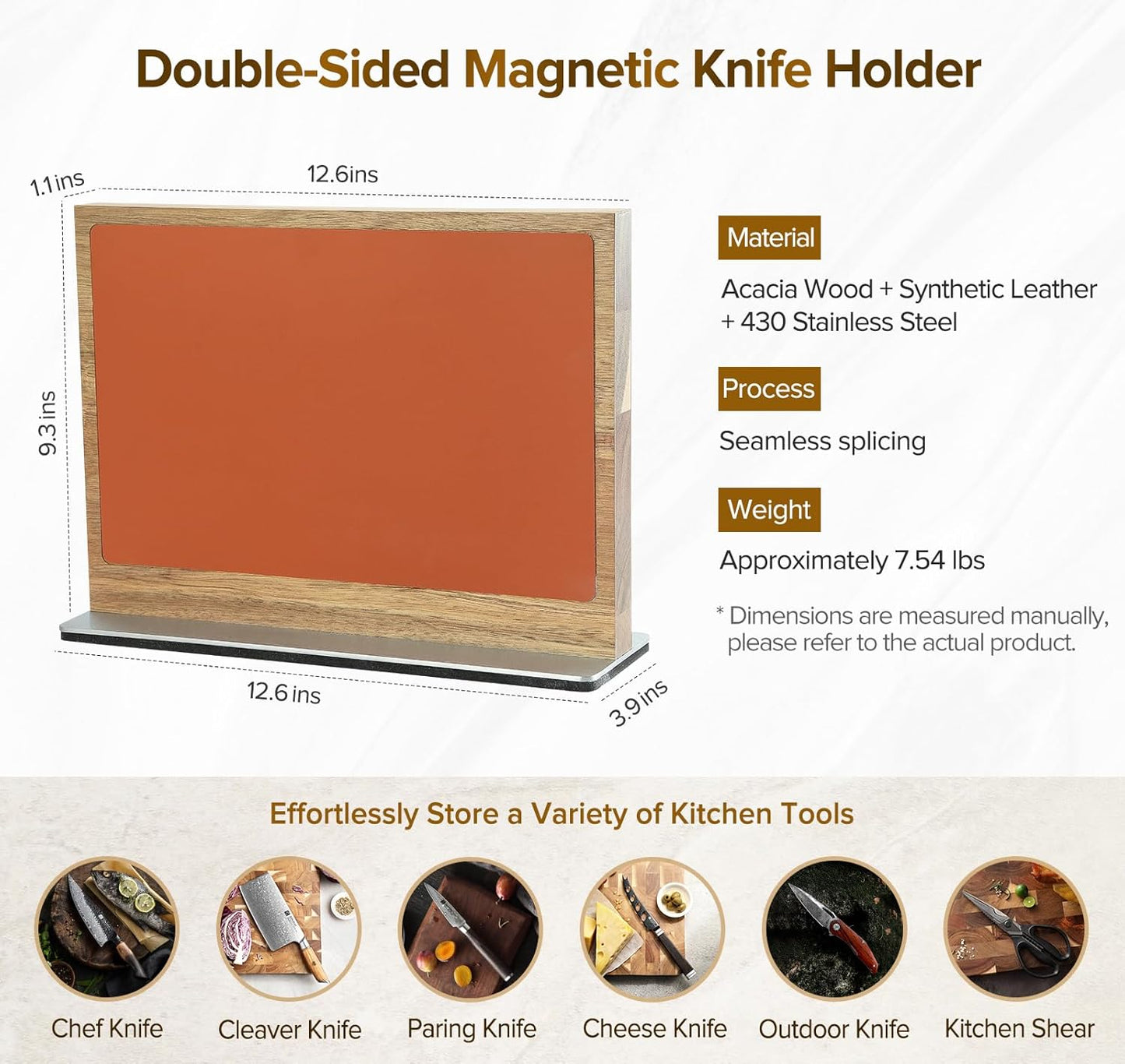In-drawer Knife Block, Natural Acacia Knife Drawer Oganizer, Insert-Kitchen Storage Holder, 11 Slots, Holds up to 11 Various Size Knives, Countertop Saving&Knife Protective