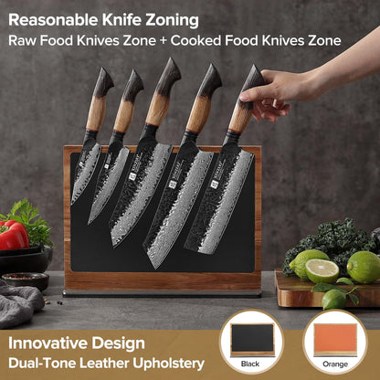 In-drawer Knife Block, Natural Acacia Knife Drawer Oganizer, Insert-Kitchen Storage Holder, 11 Slots, Holds up to 11 Various Size Knives, Countertop Saving&Knife Protective