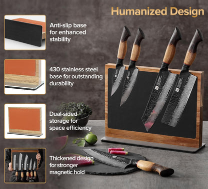 In-drawer Knife Block, Natural Acacia Knife Drawer Oganizer, Insert-Kitchen Storage Holder, 11 Slots, Holds up to 11 Various Size Knives, Countertop Saving&Knife Protective