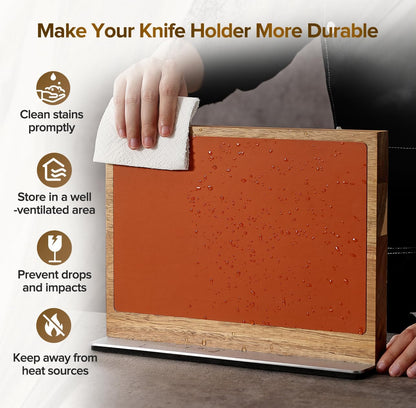 In-drawer Knife Block, Natural Acacia Knife Drawer Oganizer, Insert-Kitchen Storage Holder, 11 Slots, Holds up to 11 Various Size Knives, Countertop Saving&Knife Protective
