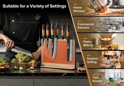 In-drawer Knife Block, Natural Acacia Knife Drawer Oganizer, Insert-Kitchen Storage Holder, 11 Slots, Holds up to 11 Various Size Knives, Countertop Saving&Knife Protective
