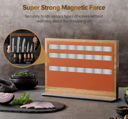 In-drawer Knife Block, Natural Acacia Knife Drawer Oganizer, Insert-Kitchen Storage Holder, 11 Slots, Holds up to 11 Various Size Knives, Countertop Saving&Knife Protective