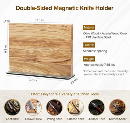 In-drawer Knife Block, Natural Acacia Knife Drawer Oganizer, Insert-Kitchen Storage Holder, 11 Slots, Holds up to 11 Various Size Knives, Countertop Saving&Knife Protective