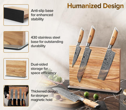 In-drawer Knife Block, Natural Acacia Knife Drawer Oganizer, Insert-Kitchen Storage Holder, 11 Slots, Holds up to 11 Various Size Knives, Countertop Saving&Knife Protective