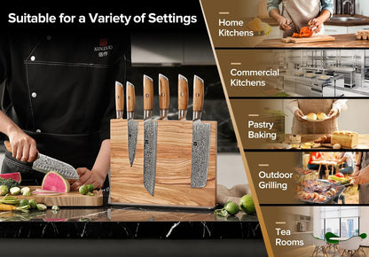 In-drawer Knife Block, Natural Acacia Knife Drawer Oganizer, Insert-Kitchen Storage Holder, 11 Slots, Holds up to 11 Various Size Knives, Countertop Saving&Knife Protective