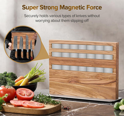 In-drawer Knife Block, Natural Acacia Knife Drawer Oganizer, Insert-Kitchen Storage Holder, 11 Slots, Holds up to 11 Various Size Knives, Countertop Saving&Knife Protective
