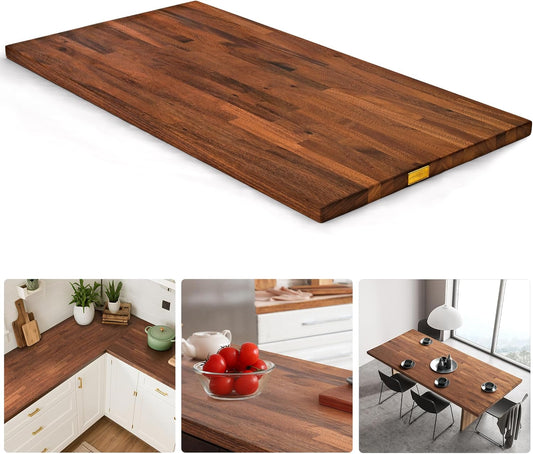 Finished Walnut Butcher Block Countertop, 48 x 25 x 1.5 In | Spacious solid walnut top with a sealed finish for kitchen islands, desks, dining tables, coffee bars and custom furniture