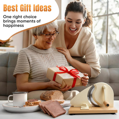 Manual Bread Slicer for Homemade Bread, Sourdough Bread Slicer With Hand Crank, Scale Line and Suction Cup, Serrated Blade, Adjustable Thickness, Evenly Slicing