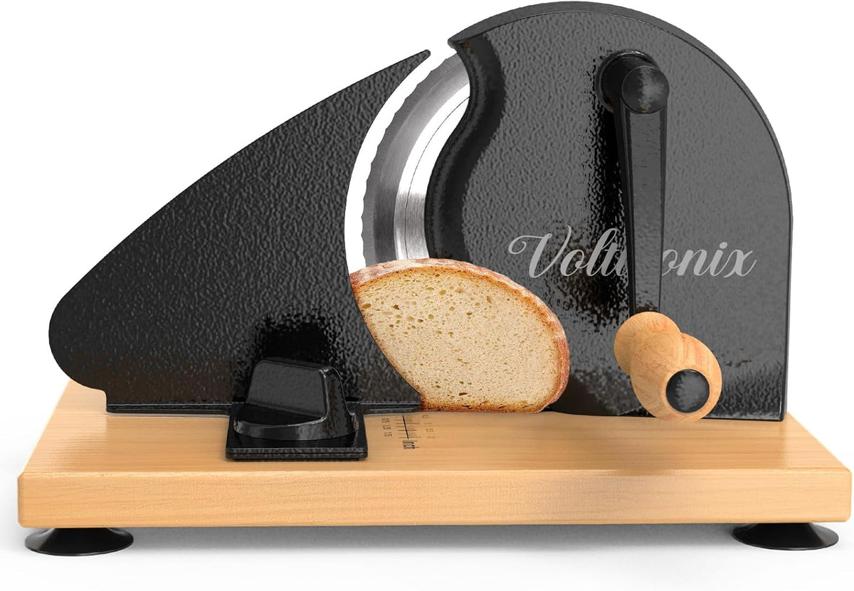 Manual Bread Slicer for Homemade Bread, Sourdough Bread Slicer With Hand Crank, Scale Line and Suction Cup, Serrated Blade, Adjustable Thickness, Evenly Slicing