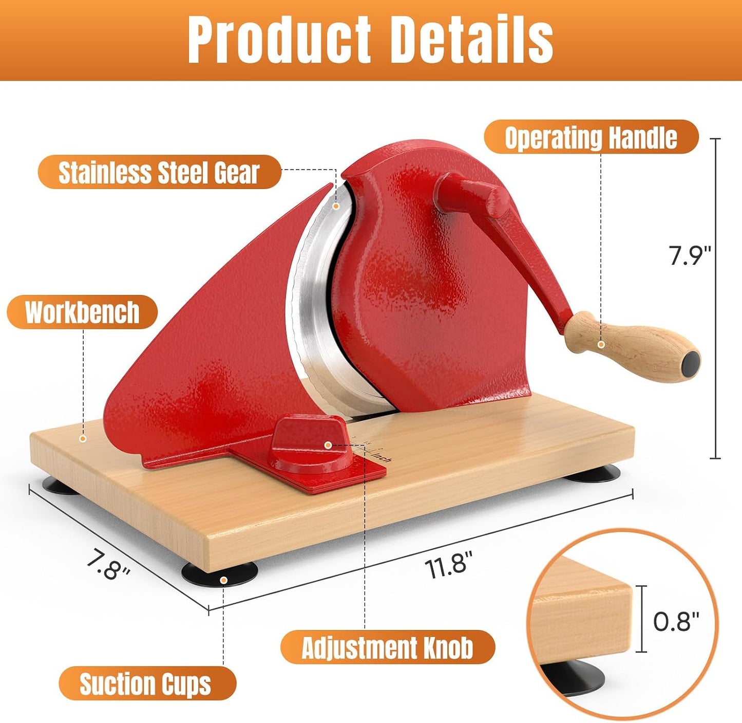 Manual Bread Slicer for Homemade Bread, Sourdough Bread Slicer With Hand Crank, Scale Line and Suction Cup, Serrated Blade, Adjustable Thickness, Evenly Slicing