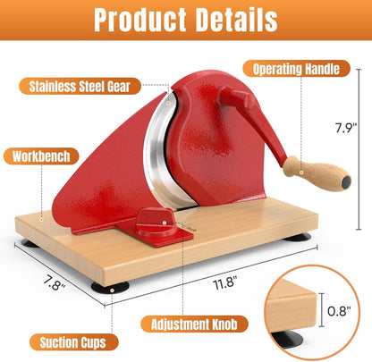 Manual Bread Slicer for Homemade Bread, Sourdough Bread Slicer With Hand Crank, Scale Line and Suction Cup, Serrated Blade, Adjustable Thickness, Evenly Slicing