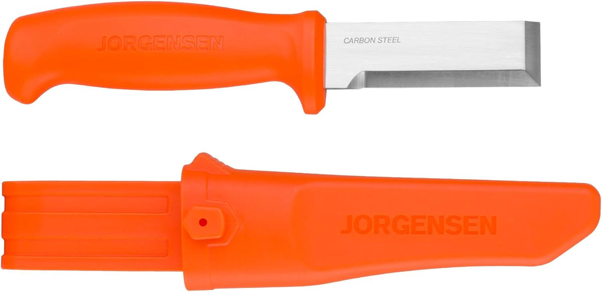 Jorgensen Wood Chisel Knife with Sheath, SK5 Carbon Steel Blade