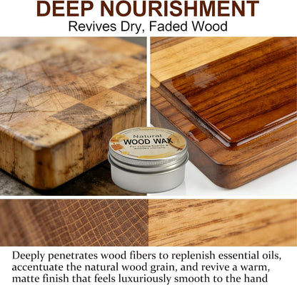 Natural Wood Wax For Cutting Boards, Butcher Blocks, Wooden Spoons and Bowls, 2.82 oz