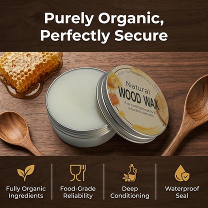 Natural Wood Wax For Cutting Boards, Butcher Blocks, Wooden Spoons and Bowls, 2.82 oz