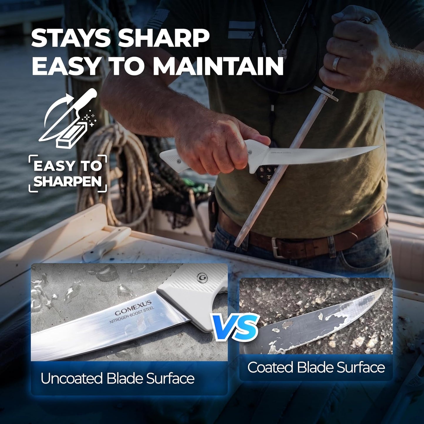 Fillet Knife - 7-9" Fillet Knives For Fish - Razor Sharp Boning Knife - Saltwater and Freshwater Fishing - ultra elasticity | G10 Non Slip Grip | Corrosion Resistant