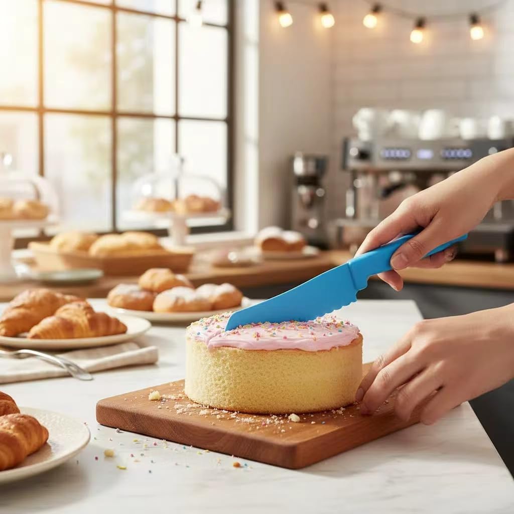 Fox Run Bakeware Safe Knife, Non-Stick Safe Knife For Cake, Brownies & More | Cake & Brownie Cutter Knife That Will Not Damage Your Bakeware | Durable Food Grade Serated Pie & Cake Knife | Baking Gadgets
