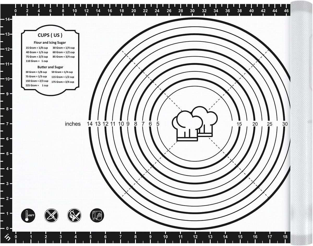 26"x16" Extra Thick Silicone Baking Mat for Pastry and Bread