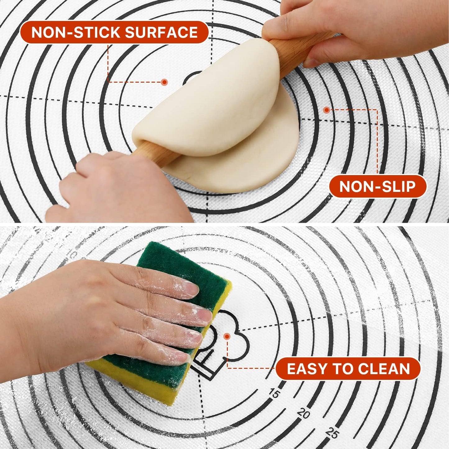 26"x16" Extra Thick Silicone Baking Mat for Pastry and Bread