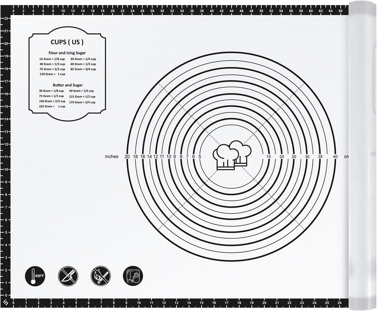26"x16" Extra Thick Silicone Baking Mat for Pastry and Bread