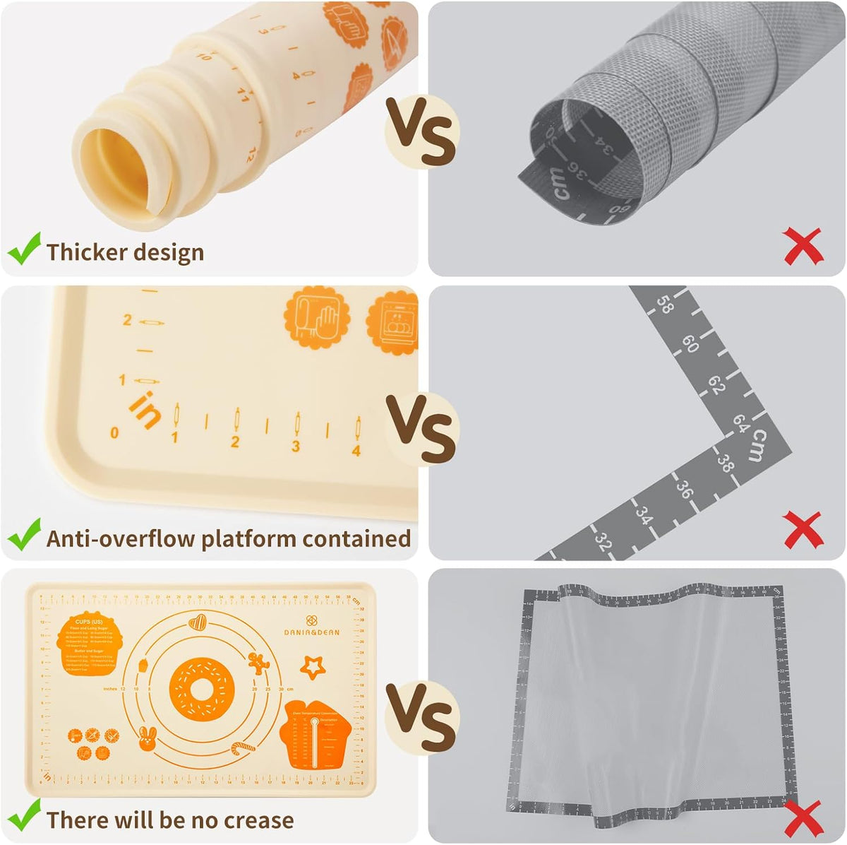 26"x16" Extra Thick Silicone Baking Mat for Pastry and Bread