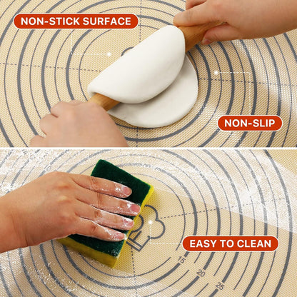 26"x16" Extra Thick Silicone Baking Mat for Pastry and Bread