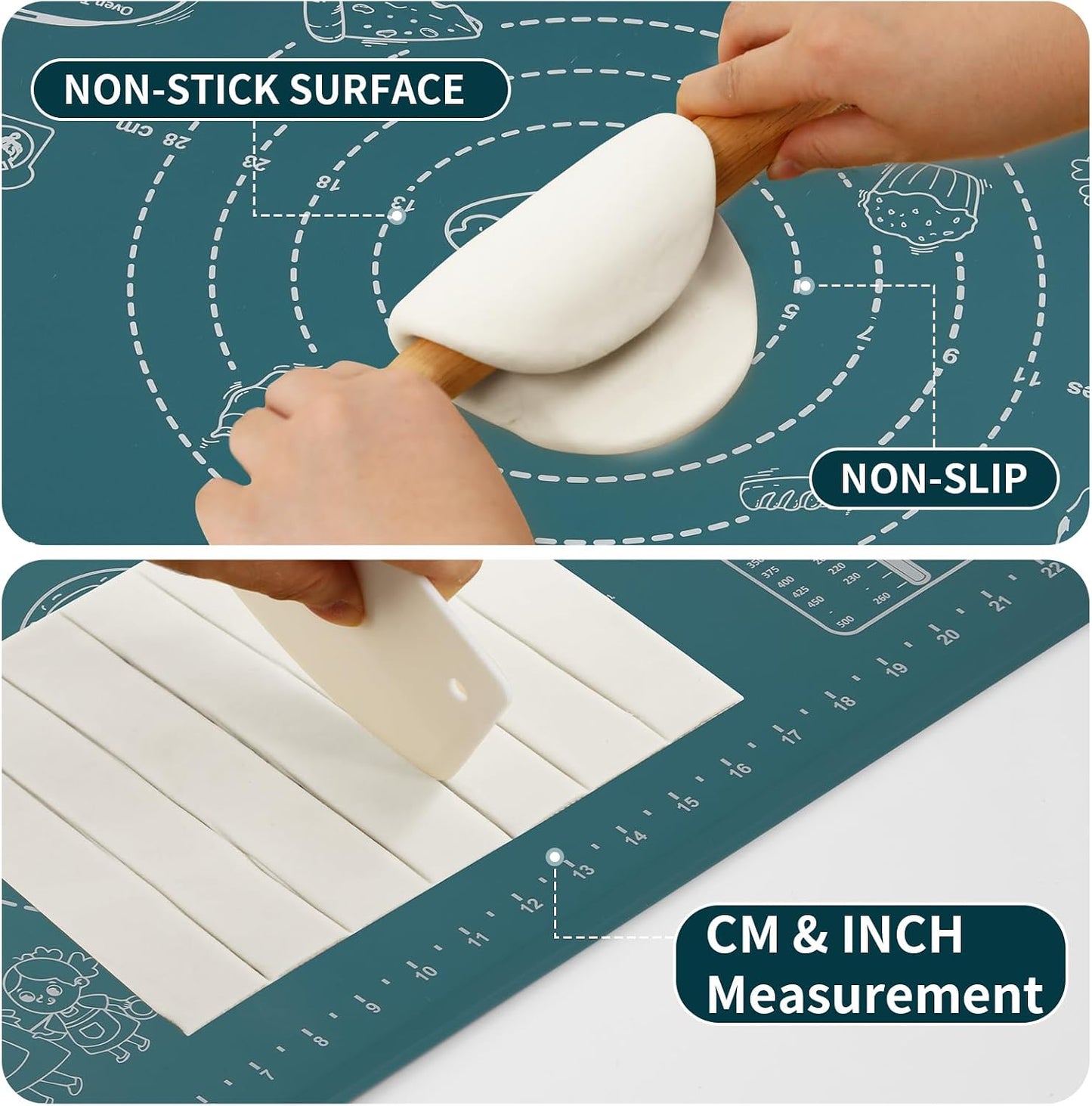 26"x16" Extra Thick Silicone Baking Mat for Pastry and Bread